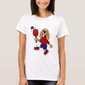 XX Cockerspaniel, der Pickleball Cartoon spielt T-Shirt (Vorderseite)