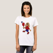XX Cockerspaniel, der Pickleball Cartoon spielt T-Shirt (Vorne ganz)