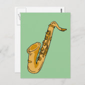 XX - Cooler Saxophon-Cartoon Postkarte (Vorne/Hinten)