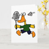 XX - Duck Playing Badminton Cartoon Karte (Gelbe Blume)