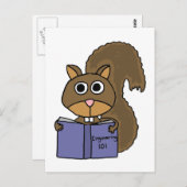 XX. Eichhörnchen Buchleser Cartoon Postkarte (Vorne/Hinten)