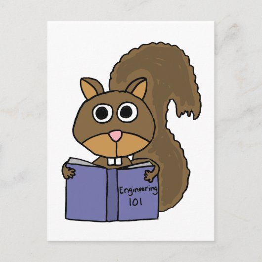 XX. Eichhörnchen Buchleser Cartoon Postkarte (Vorderseite)