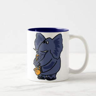XX Elefant, der Saxophon spielt Zweifarbige Tasse
