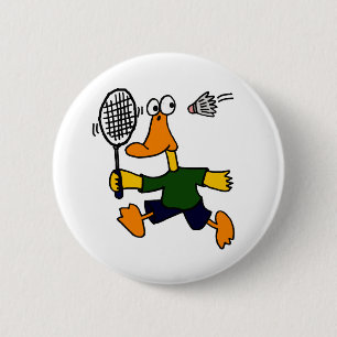 XX Ente, die Badminton-Cartoon spielt Button