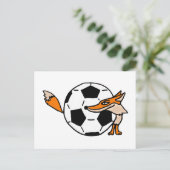 XX- Fox Hinter einem Fußballball Kunst Postkarte (Stehend Vorderseite)
