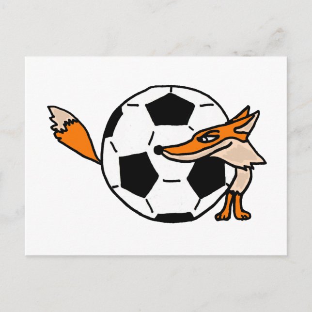 XX- Fox Hinter einem Fußballball Kunst Postkarte (Vorderseite)