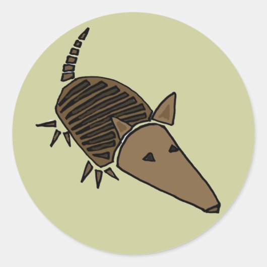 XX - Funky Armadillo Art Runder Aufkleber (Vorderseite)