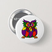XX Funky Eulen-Kunst-Cartoon Button (Vorne & Hinten)