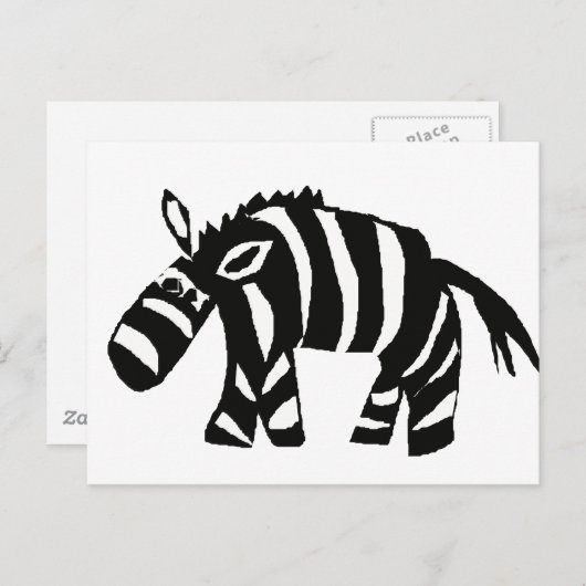XX - Funky Primitive Art Zebra Postkarte (Vorne/Hinten)