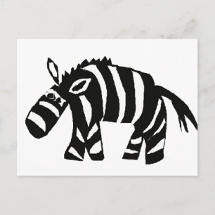 XX - Funky Primitive Art Zebra Postkarte