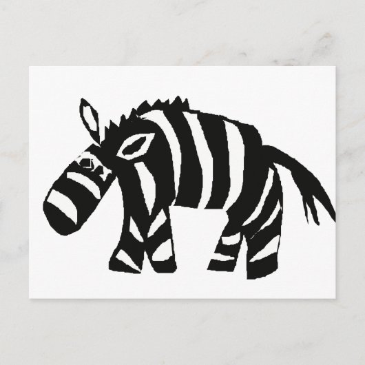 XX - Funky Primitive Art Zebra Postkarte (Vorderseite)
