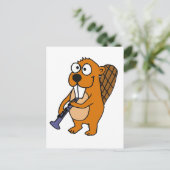 XX. Funny Beaver Playing Klarinette Cartoon Postkarte (Stehend Vorderseite)