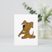 XX- Funny Brown Dog Playing Clarinet Postkarte (Stehend Vorderseite)