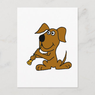 XX- Funny Brown Dog Playing Clarinet Postkarte