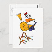 XX - Funny Chicken Playing Saxophon Abstrakt Art Postkarte (Vorne/Hinten)