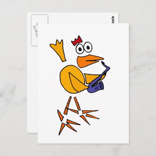 XX - Funny Chicken Playing Saxophon Abstrakt Art Postkarte (Vorne/Hinten)