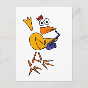XX - Funny Chicken Playing Saxophon Abstrakt Art Postkarte