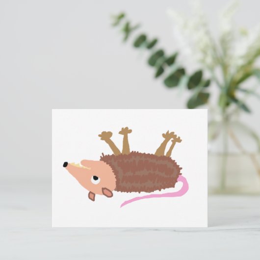 XX - Funny Death Possum Roadkill Cartoon Postkarte (Stehend Vorderseite)
