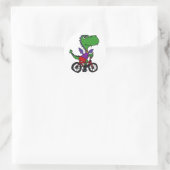XX- Funny Dragon Riding Bicycle Runder Aufkleber (Tasche)