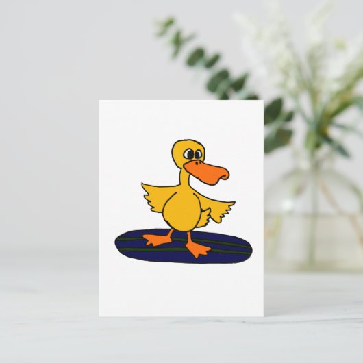 XX- Funny Duck auf einem Surfbrett Postkarte (Stehend Vorderseite)