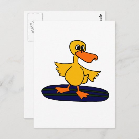 XX- Funny Duck auf einem Surfbrett Postkarte (Vorne/Hinten)