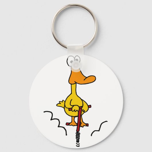 XX - Funny Duck on Pogo Stick Schlüsselanhänger (Vorderseite)