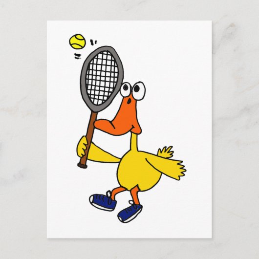 XX - Funny Duck Playing Tennis Postkarte (Vorderseite)