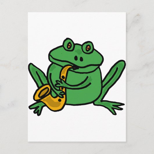 XX - Funny Frog Playing Saxophon Postkarte (Vorderseite)