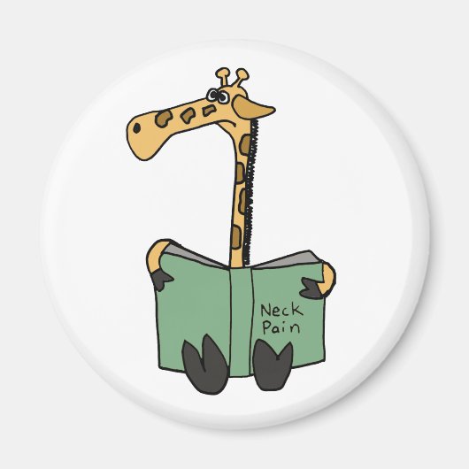 XX - Funny Giraffe Reading Neck Pain Book Cartoon Magnet (Vorne)