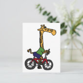 XX- Funny Giraffe Reiten Fahrrad Cartoon Postkarte (Stehend Vorderseite)