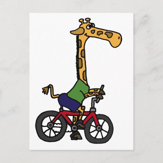 XX- Funny Giraffe Reiten Fahrrad Cartoon Postkarte (Vorderseite)