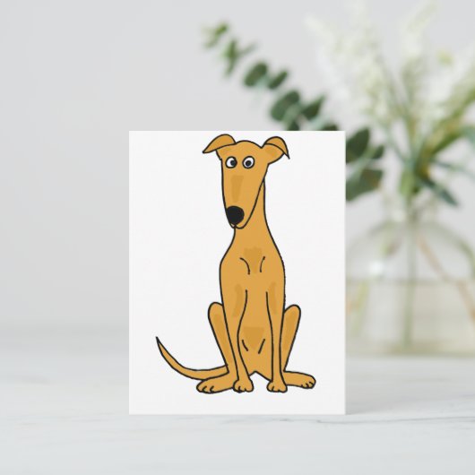 XX - Funny Greyhound Dog Cartoon Postkarte (Stehend Vorderseite)