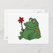 XX - Funny Hippie Frog mit Daisy Postkarte (Vorne/Hinten)