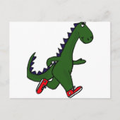 XX - Funny Joggen Dinosaurier mit Red Sneakers Postkarte (Vorderseite)