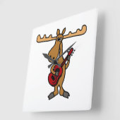 XX. Funny Moose Playing Guitar Cartoon Quadratische Wanduhr (Winkel)