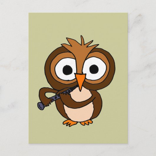 XX - Funny Owl Playing Klarinette Postkarte (Vorderseite)