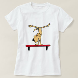 XX gelbes Labrador auf Schwebebalken-Cartoon T-Shirt