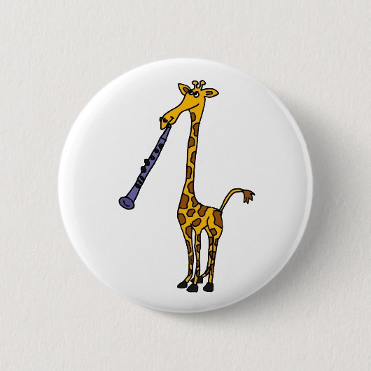 XX Giraffe, die den Clarinet spielt Button (Vorderseite)