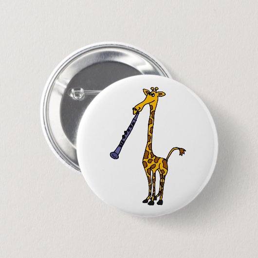 XX Giraffe, die den Clarinet spielt Button (Vorne & Hinten)