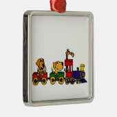 XX Hunde auf einem Zug-Cartoon Ornament Aus Metall (Rechts)
