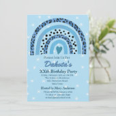 XX. Leopard Print Boho Rainbow Birthday Party Einladung (Stehend Vorderseite)