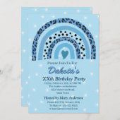 XX. Leopard Print Boho Rainbow Birthday Party Einladung (Vorne/Hinten)