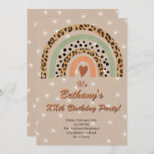 XX. Leopard Print Boho Rainbow Birthday Party Einladung (Vorne/Hinten)