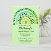 XX. Leopard Print Boho Rainbow Birthday Party Einladung (Stehend Vorderseite)