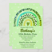 XX. Leopard Print Boho Rainbow Birthday Party Einladung (Vorne/Hinten)