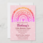 XX. Leopard Print Boho Rainbow Birthday Party Einladung (Vorderseite)