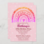 XX. Leopard Print Boho Rainbow Birthday Party Einladung (Vorne/Hinten)