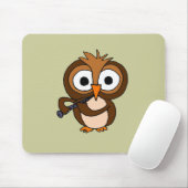 XX lustige Eule, die den Clarinet spielt Mousepad (Mit Mouse)