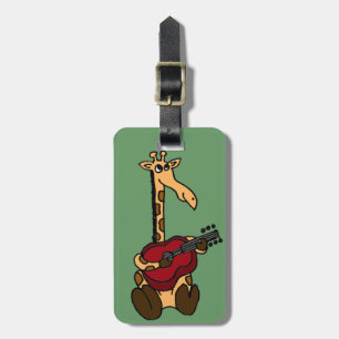 XX lustige Giraffe, die Gitarre spielt Gepäckanhänger