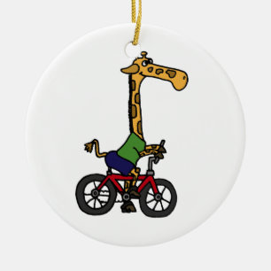 XX lustiger Giraffen-Reitfahrrad-Cartoon Keramikornament